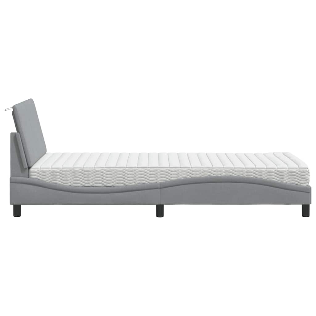 vidaXL Bett mit Matratze "Hanko" Hellgrau 80x200 cm Stoff