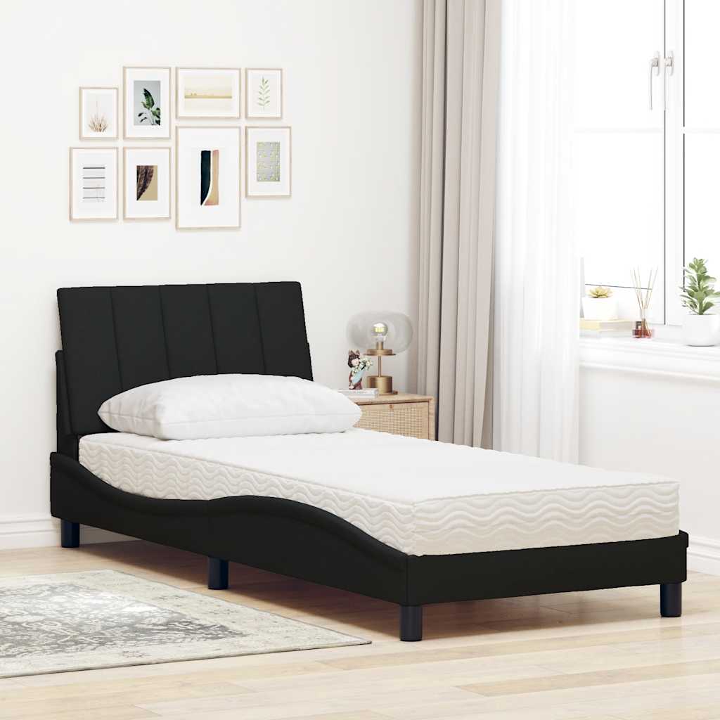 vidaXL Bett mit Matratze "Hanko" Schwarz 80x200 cm Stoff