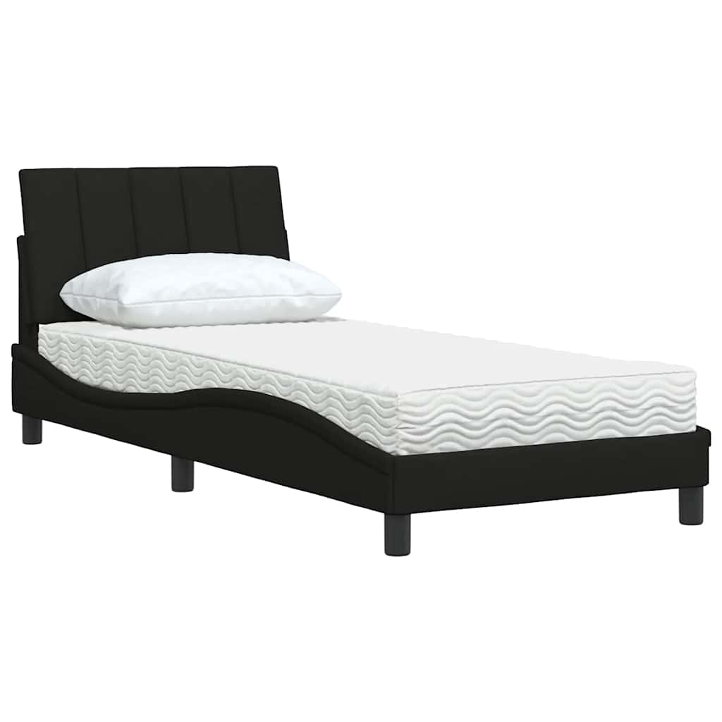 vidaXL Bett mit Matratze "Hanko" Schwarz 80x200 cm Stoff