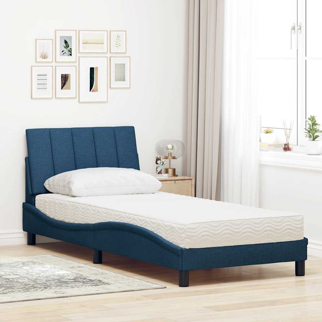 vidaXL Lit avec matelas « Hanko » bleu 80x200 cm tissu