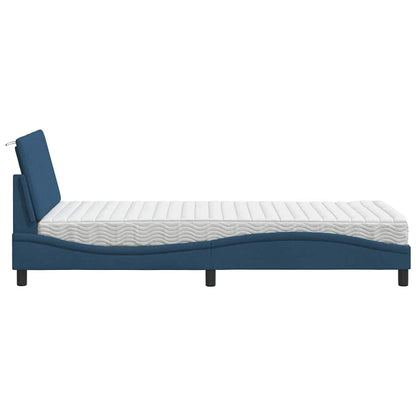 vidaXL Lit avec matelas « Hanko » bleu 80x200 cm tissu