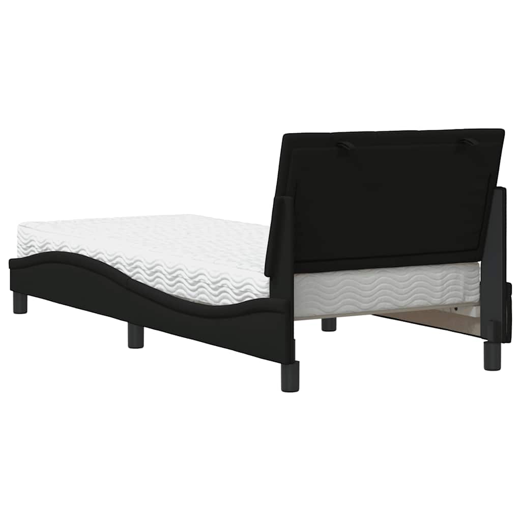vidaXL Bett mit Matratze "Hanko" Schwarz 90x190 cm Stoff
