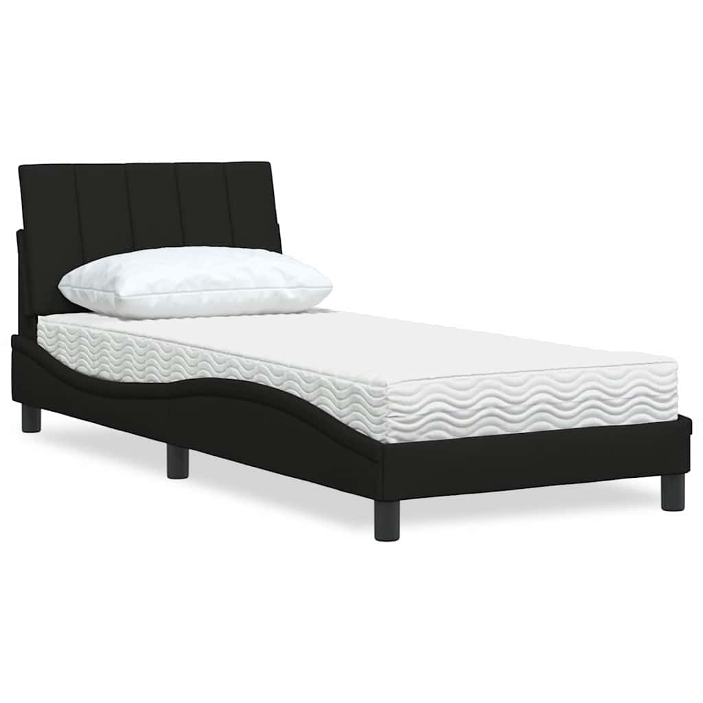 vidaXL Bett mit Matratze "Hanko" Schwarz 90x190 cm Stoff