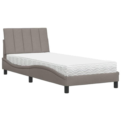 vidaXL Bett mit Matratze "Hanko" Taupe 90x190 cm Stoff