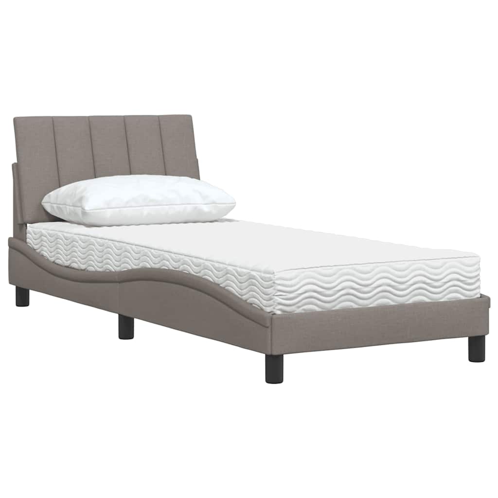 vidaXL Bett mit Matratze "Hanko" Taupe 90x190 cm Stoff