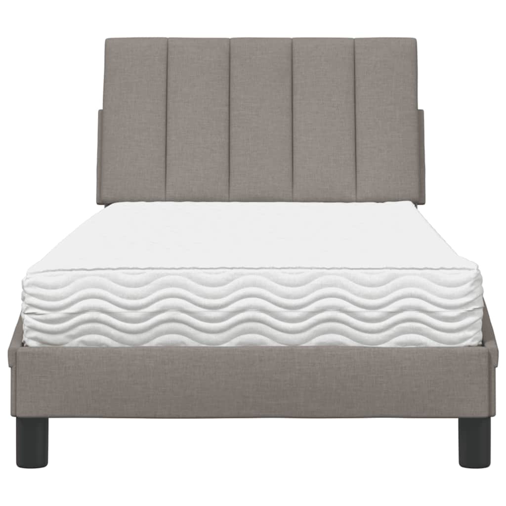 vidaXL Bett mit Matratze "Hanko" Taupe 90x190 cm Stoff