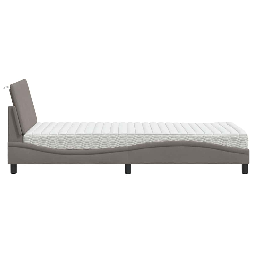 vidaXL Bett mit Matratze "Hanko" Taupe 90x190 cm Stoff