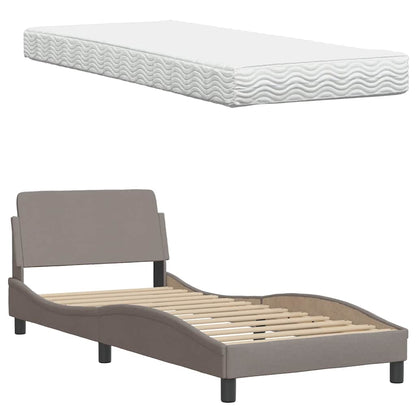 vidaXL Bett mit Matratze "Hanko" Taupe 90x190 cm Stoff