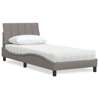 vidaXL Bett mit Matratze "Hanko" Taupe 90x190 cm Stoff