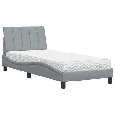 vidaXL Bett mit Matratze "Hanko" Hellgrau 90x200 cm Stoff