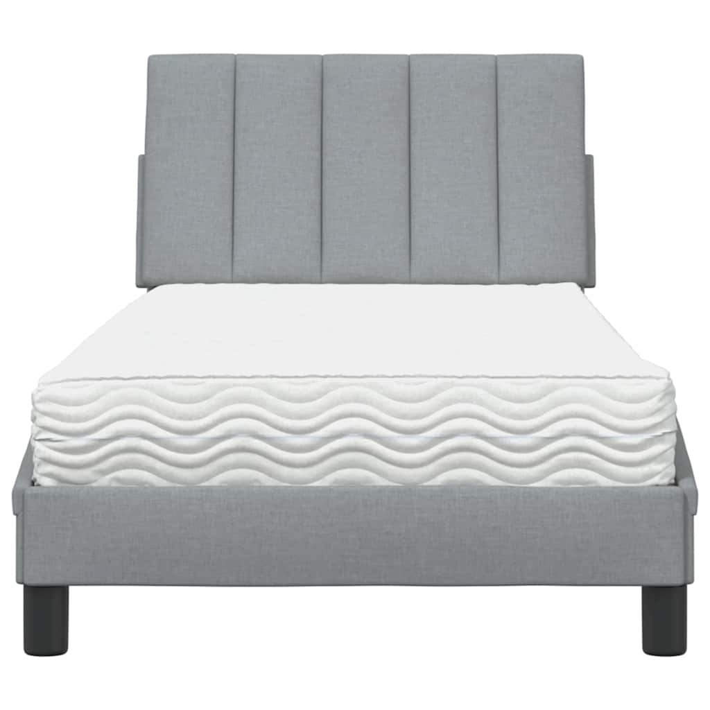 vidaXL Bett mit Matratze "Hanko" Hellgrau 90x200 cm Stoff
