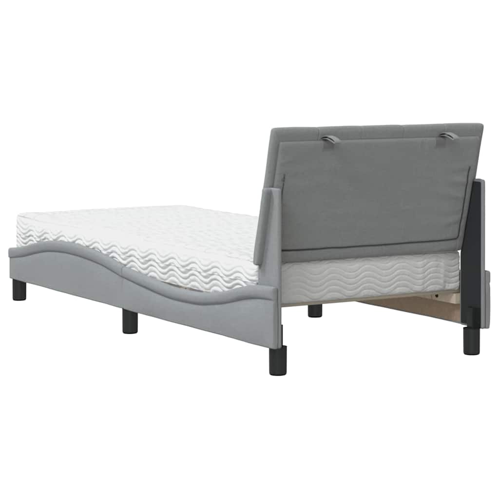 vidaXL Bett mit Matratze "Hanko" Hellgrau 90x200 cm Stoff