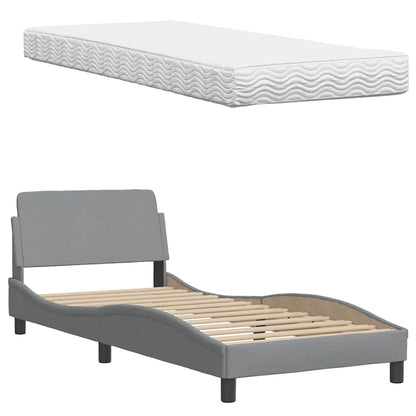 vidaXL Bett mit Matratze "Hanko" Hellgrau 90x200 cm Stoff