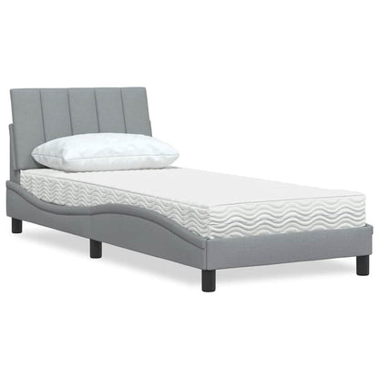 vidaXL Bett mit Matratze "Hanko" Hellgrau 90x200 cm Stoff