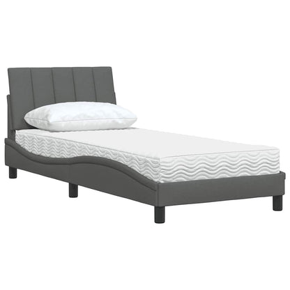 vidaXL Lit avec matelas « Hanko » gris foncé 90x200 cm tissu