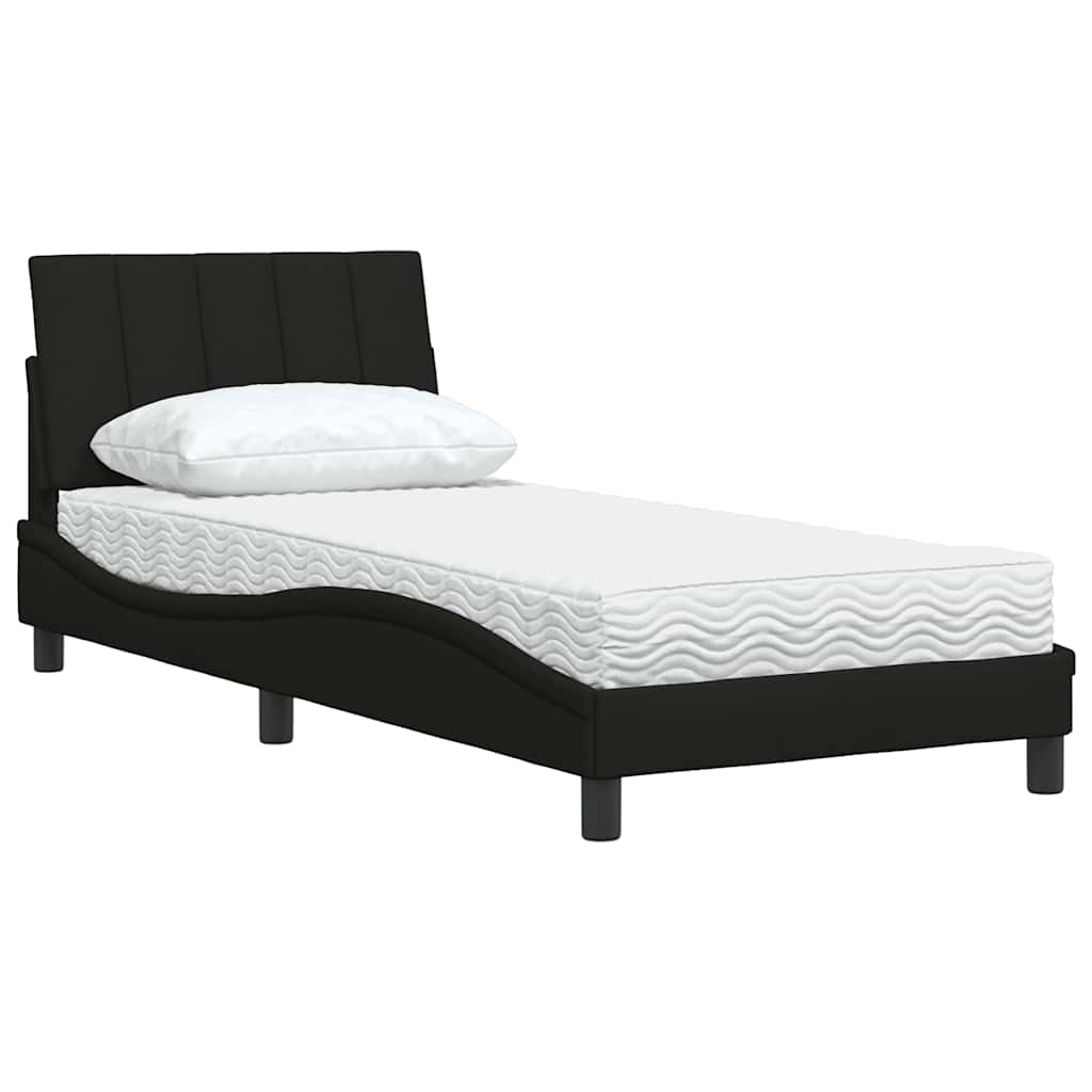 vidaXL Lit avec matelas "Hanko" Noir 90x200 cm Tissu
