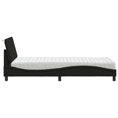 vidaXL Lit avec matelas "Hanko" Noir 90x200 cm Tissu