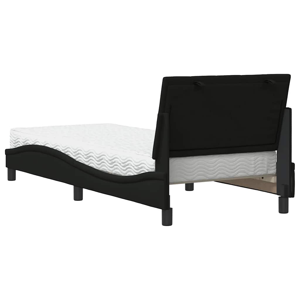vidaXL Lit avec matelas "Hanko" Noir 90x200 cm Tissu