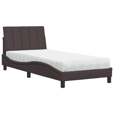 vidaXL Lit avec matelas « Hanko » Marron foncé 90x200 cm Tissu