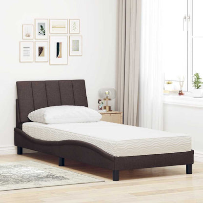 vidaXL Lit avec matelas « Hanko » Marron foncé 90x200 cm Tissu
