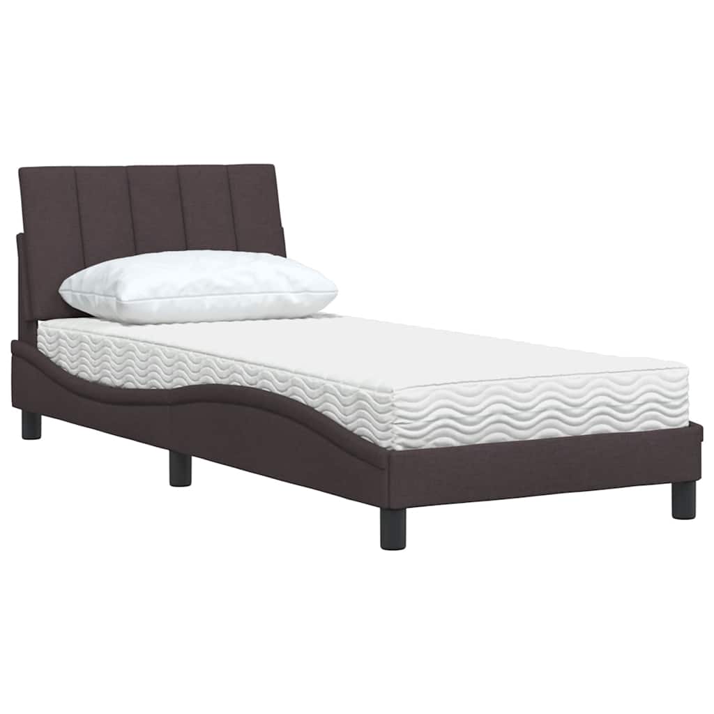 vidaXL Lit avec matelas « Hanko » Marron foncé 90x200 cm Tissu