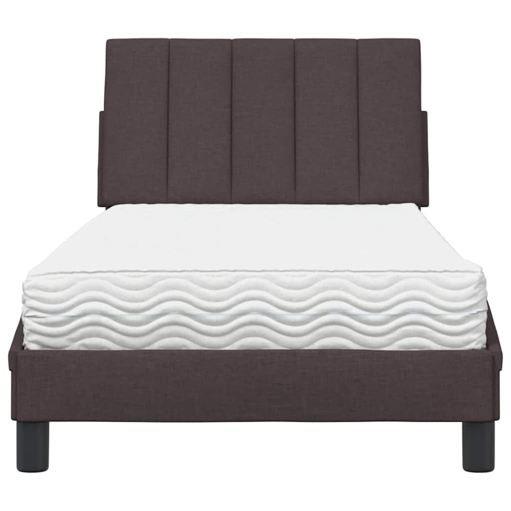 vidaXL Lit avec matelas « Hanko » Marron foncé 90x200 cm Tissu