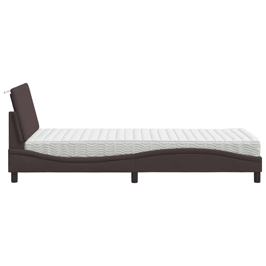 vidaXL Lit avec matelas « Hanko » Marron foncé 90x200 cm Tissu
