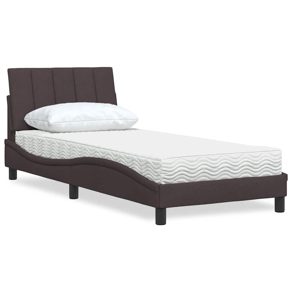 vidaXL Lit avec matelas « Hanko » Marron foncé 90x200 cm Tissu