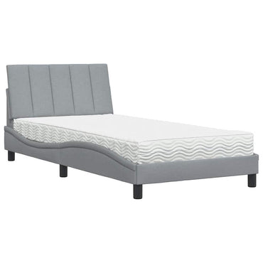 vidaXL Lit avec matelas "Hanko" gris clair 100x200 cm tissu