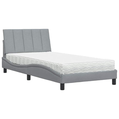 vidaXL Lit avec matelas "Hanko" gris clair 100x200 cm tissu