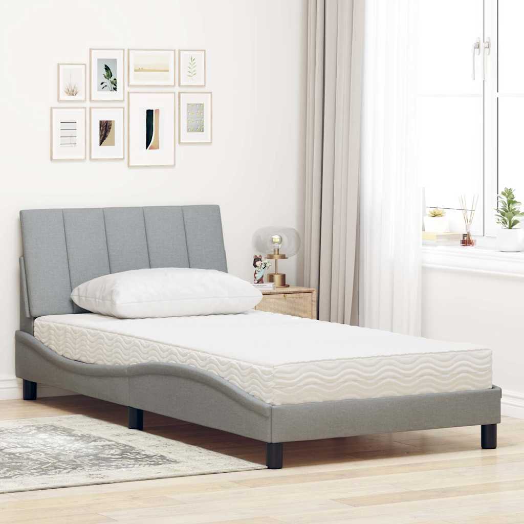 vidaXL Lit avec matelas "Hanko" gris clair 100x200 cm tissu