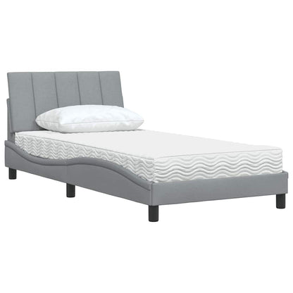 vidaXL Lit avec matelas "Hanko" gris clair 100x200 cm tissu