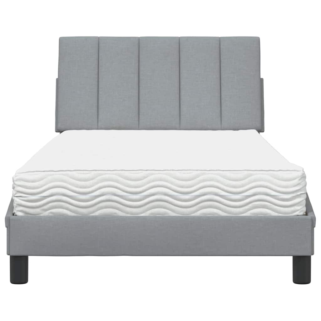 vidaXL Lit avec matelas "Hanko" gris clair 100x200 cm tissu