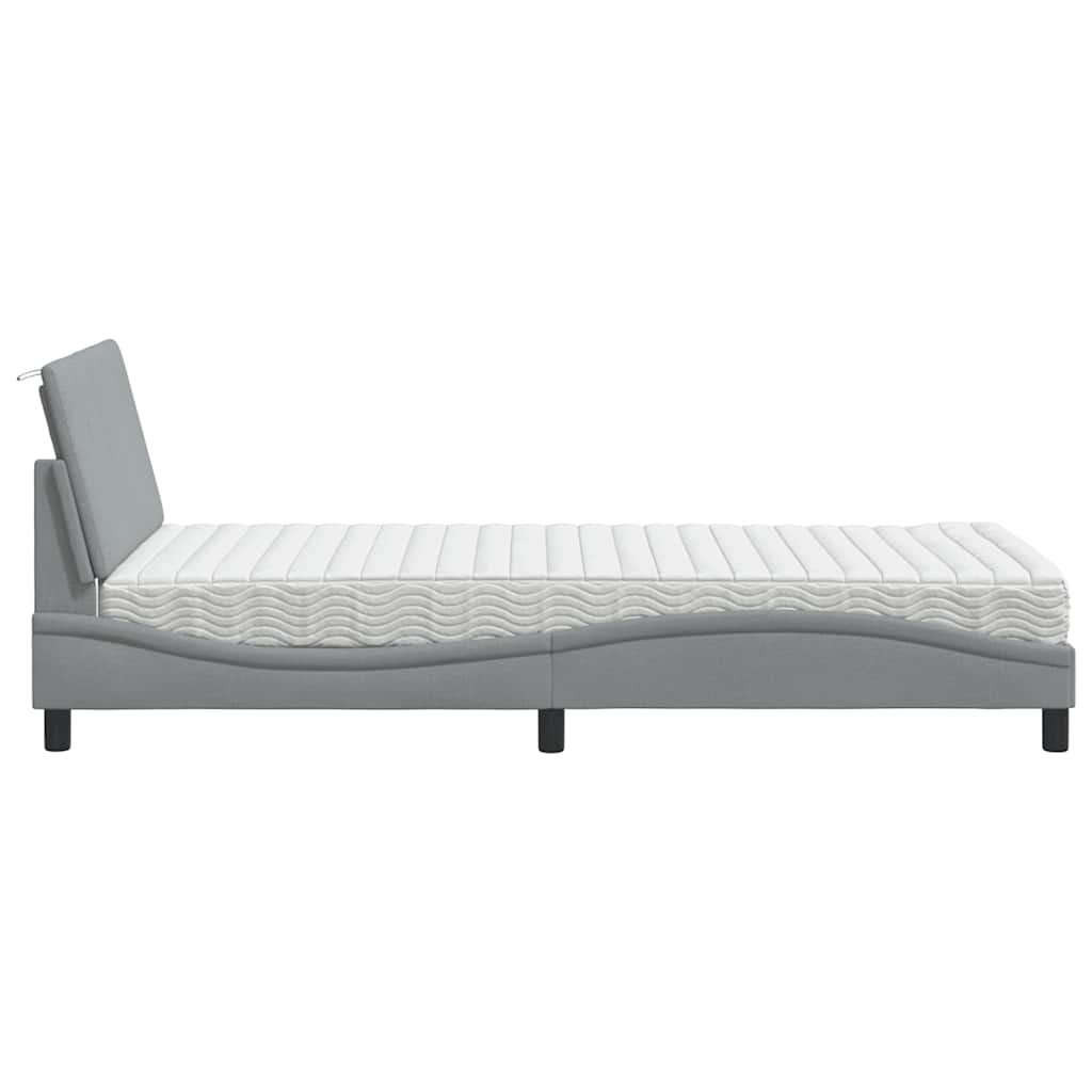 vidaXL Lit avec matelas "Hanko" gris clair 100x200 cm tissu