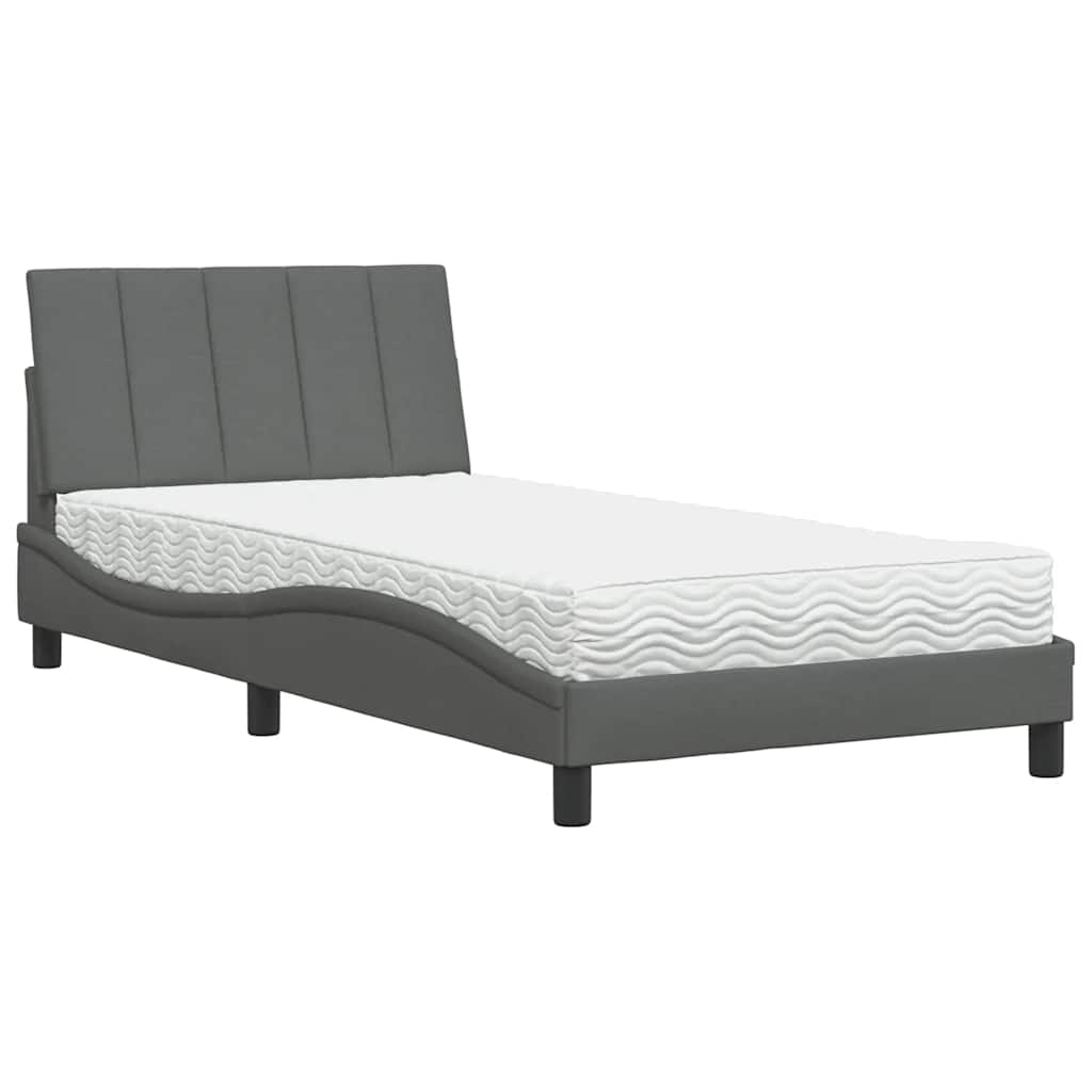 vidaXL Lit avec matelas « Hanko » gris foncé 100x200 cm Tissu