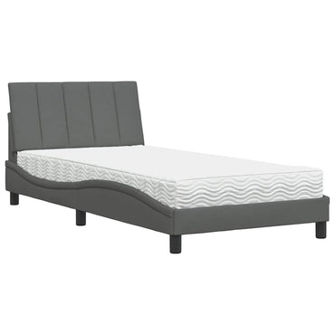 vidaXL Lit avec matelas « Hanko » gris foncé 100x200 cm Tissu