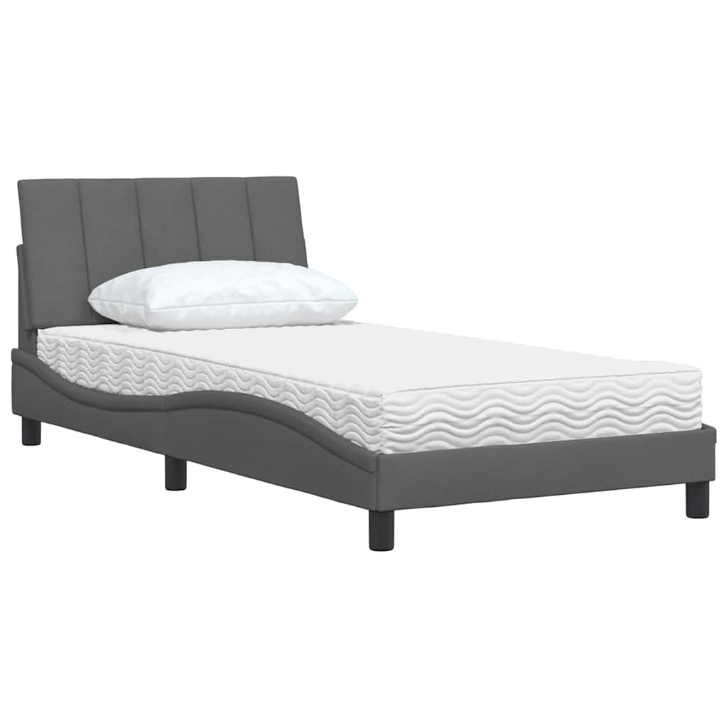 vidaXL Lit avec matelas « Hanko » gris foncé 100x200 cm Tissu