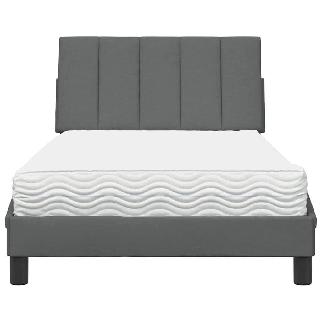vidaXL Lit avec matelas « Hanko » gris foncé 100x200 cm Tissu