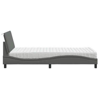 vidaXL Lit avec matelas « Hanko » gris foncé 100x200 cm Tissu