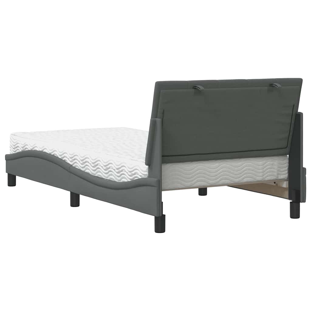 vidaXL Lit avec matelas « Hanko » gris foncé 100x200 cm Tissu