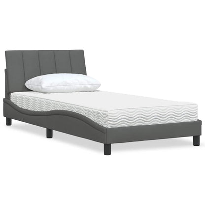 vidaXL Lit avec matelas « Hanko » gris foncé 100x200 cm Tissu