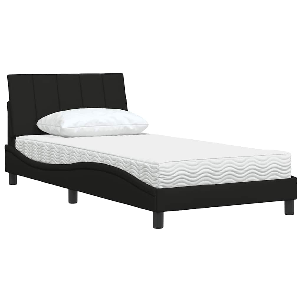 vidaXL Lit avec matelas "Hanko" Noir 100x200 cm Tissu