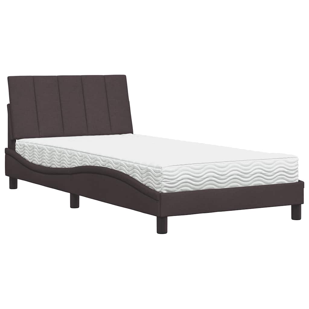 vidaXL Lit avec matelas « Hanko » Marron foncé 100x200 cm Tissu