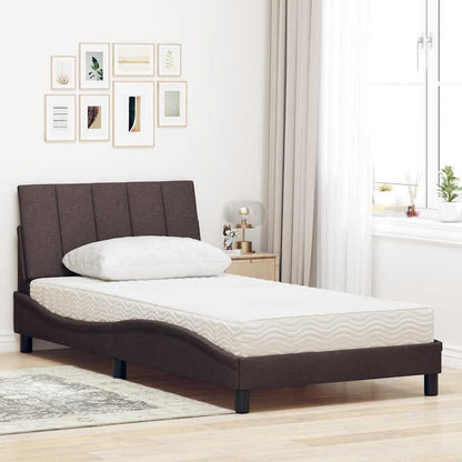vidaXL Lit avec matelas « Hanko » Marron foncé 100x200 cm Tissu