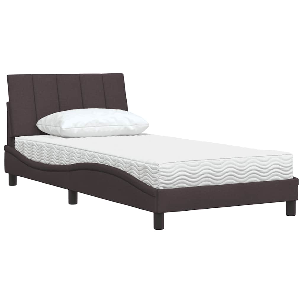 vidaXL Lit avec matelas « Hanko » Marron foncé 100x200 cm Tissu