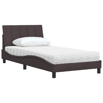 vidaXL Lit avec matelas « Hanko » Marron foncé 100x200 cm Tissu
