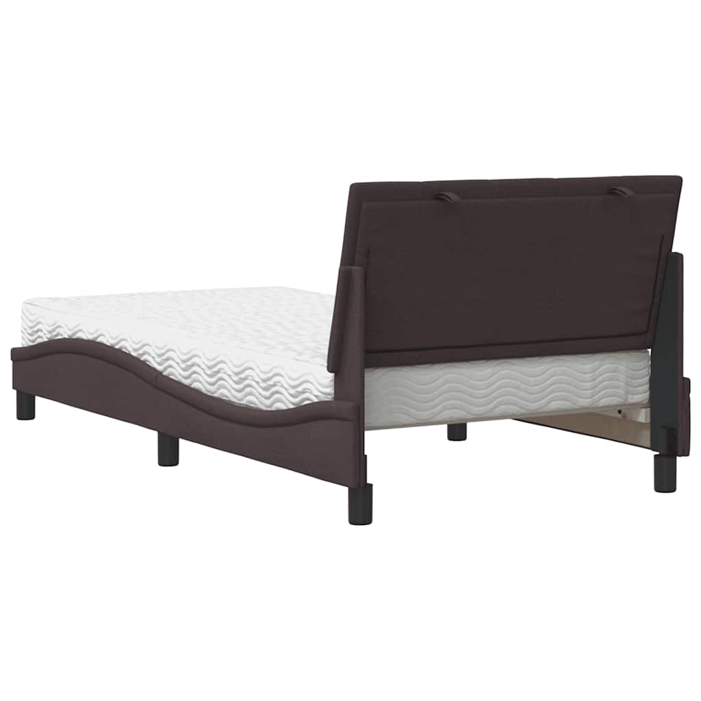 vidaXL Lit avec matelas « Hanko » Marron foncé 100x200 cm Tissu
