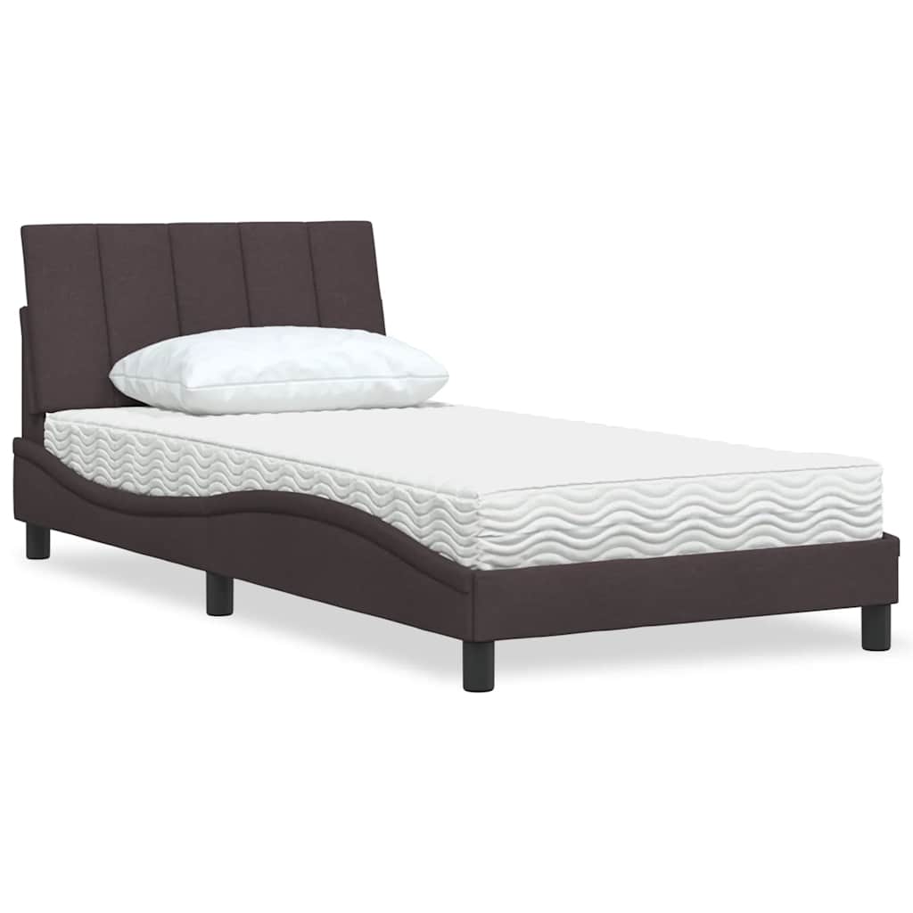 vidaXL Lit avec matelas « Hanko » Marron foncé 100x200 cm Tissu