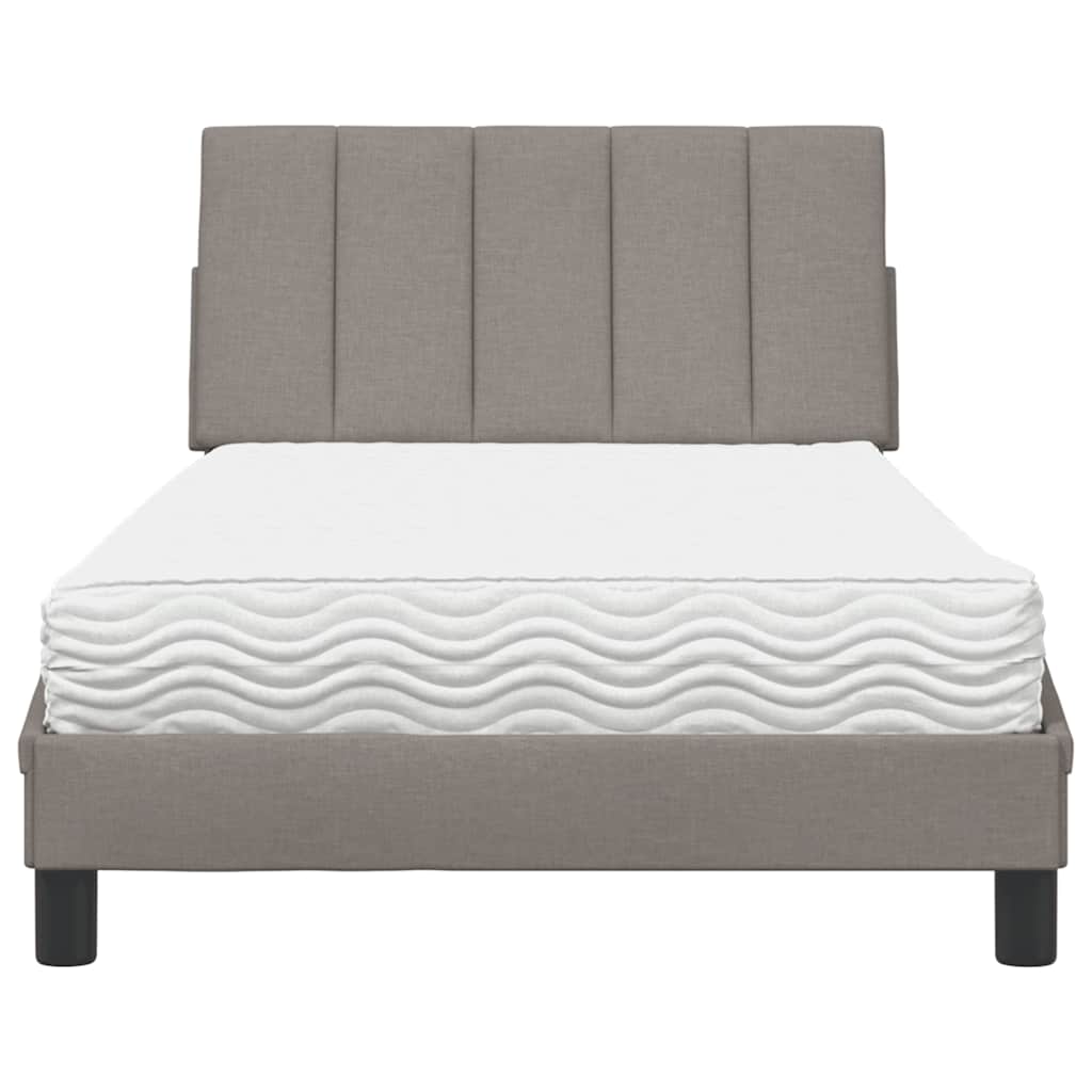 vidaXL Bett mit Matratze "Hanko" Taupe 100x200 cm Stoff