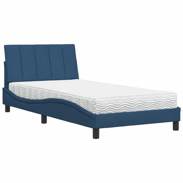 vidaXL Bett mit Matratze "Hanko" Blau 100x200 cm Stoff